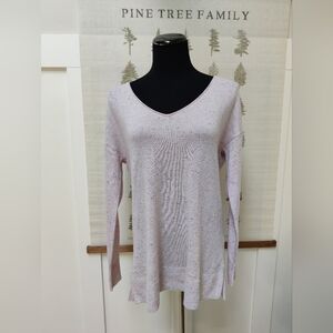 Reitmans Lilac Speckled Cashmere Blend Long Sleeve V-Neck Soft Knit Sweater – M